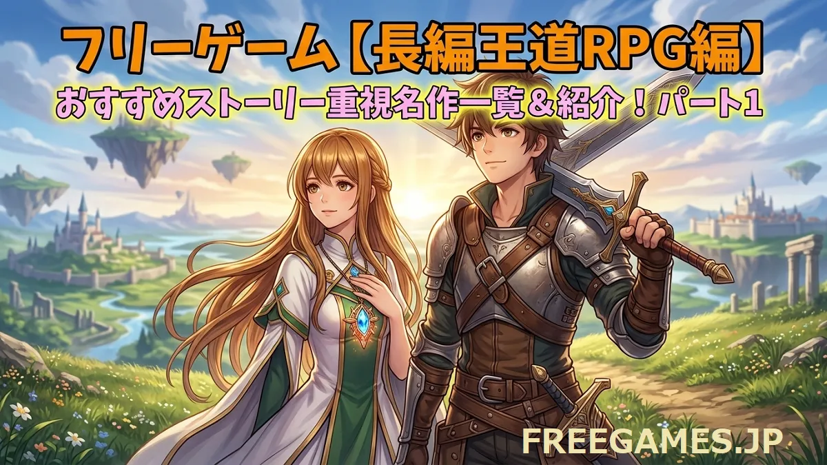 フリーゲーム【長編王道RPG編】おすすめストーリー重視名作一覧＆紹介パート1の広大な世界への旅立ち風アイキャッチ画像